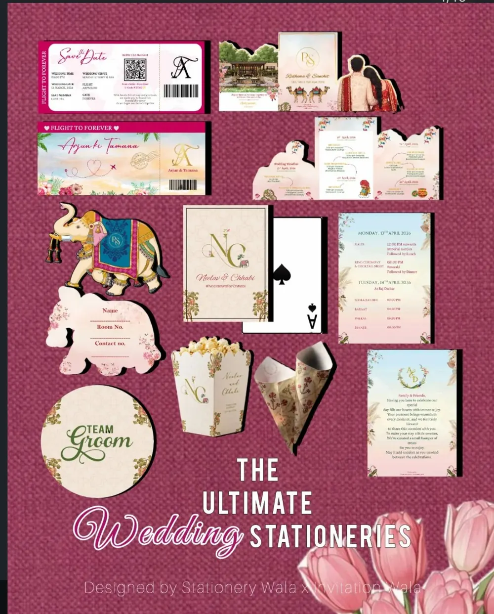 The Ultimate Wedding Suite — Complete Collection · 13 Pieces custom wedding stationery handcrafted by StationeryWalaa